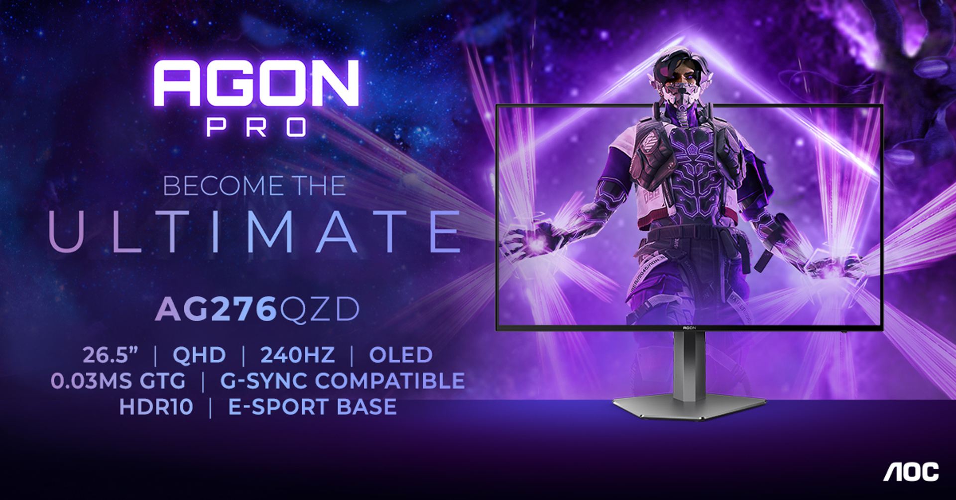 AGON by AOC predstavuje 26,5″ OLED súťažný herný monitor s 240 Hz: AGON PRO AG276QZD