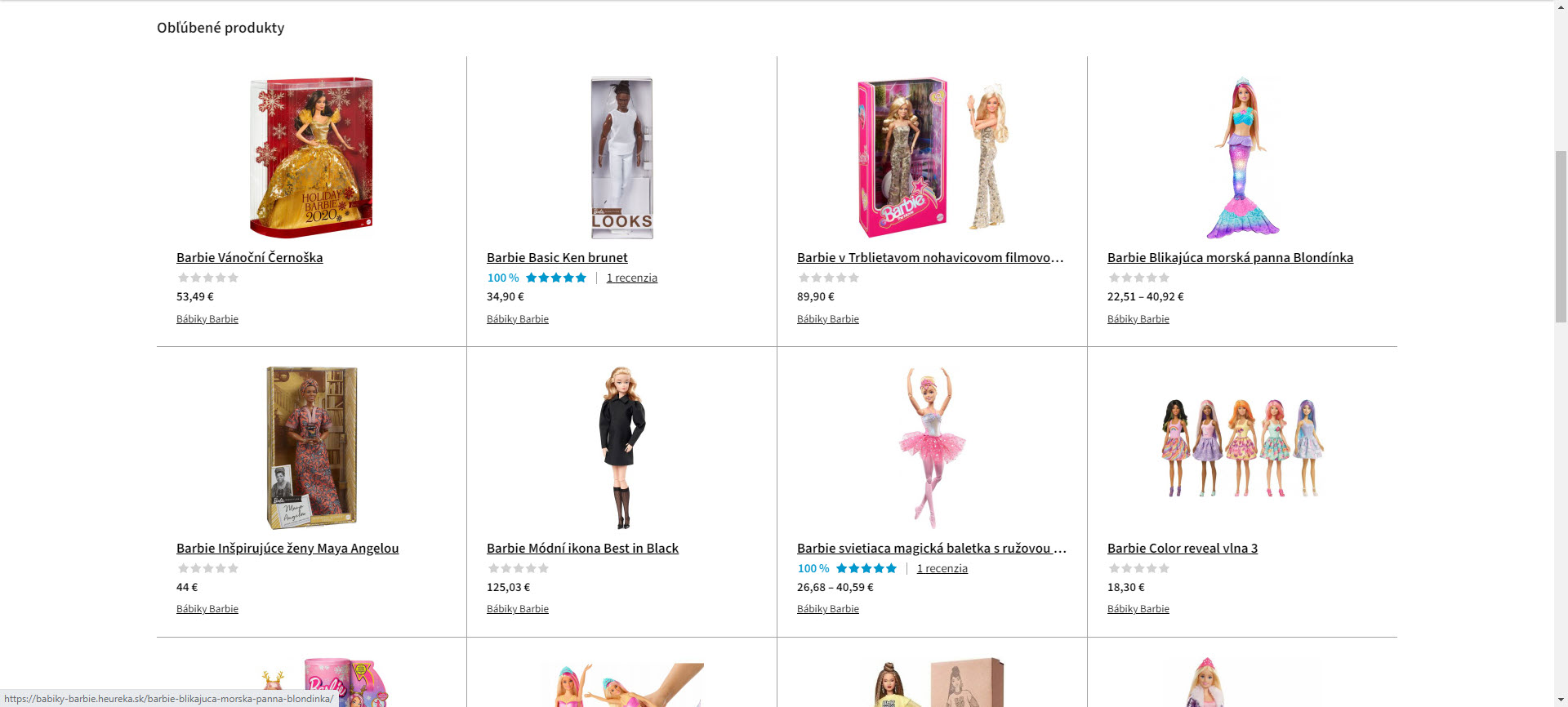 Barbie valcuje aj v slovenských e-shopoch