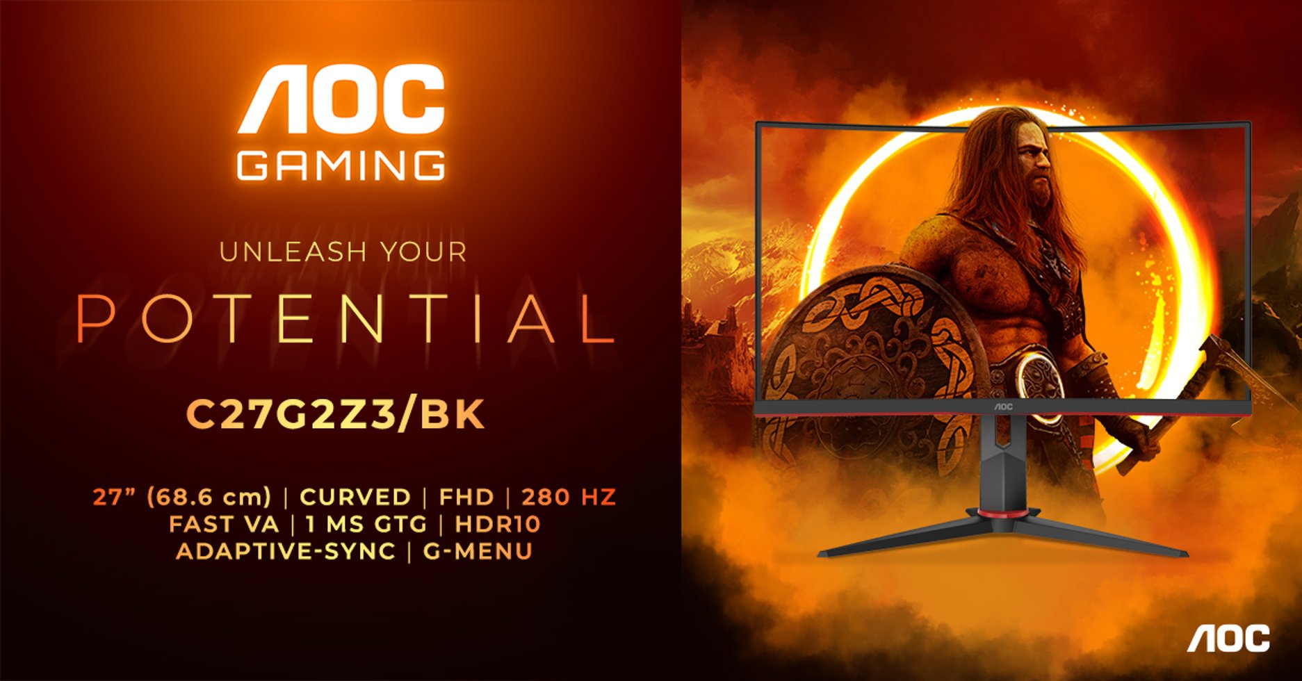 Cenově dostupný 27″ monitor AOC GAMING C27G2Z3/BK