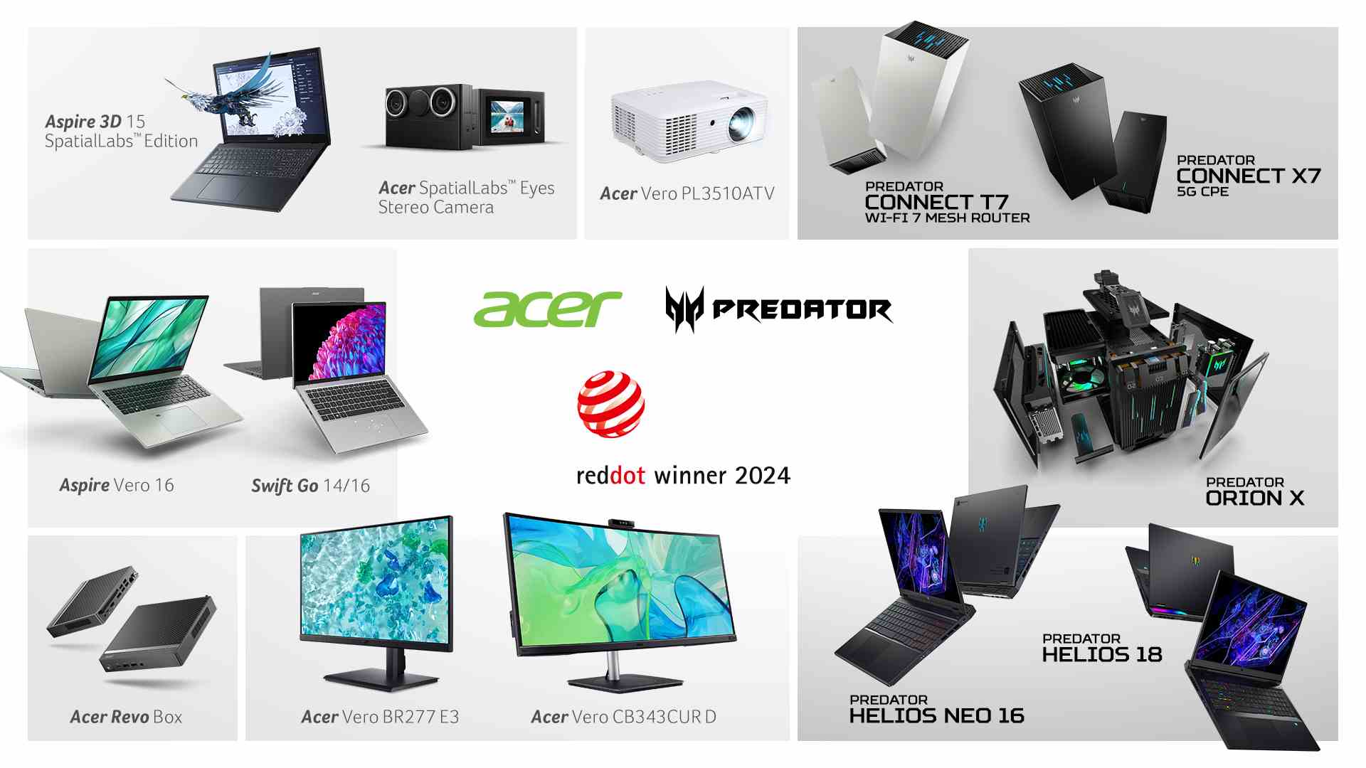 Produkty Acer Vero a Predator Gaming získali ocenenie Red Dot Awards 2024 za design