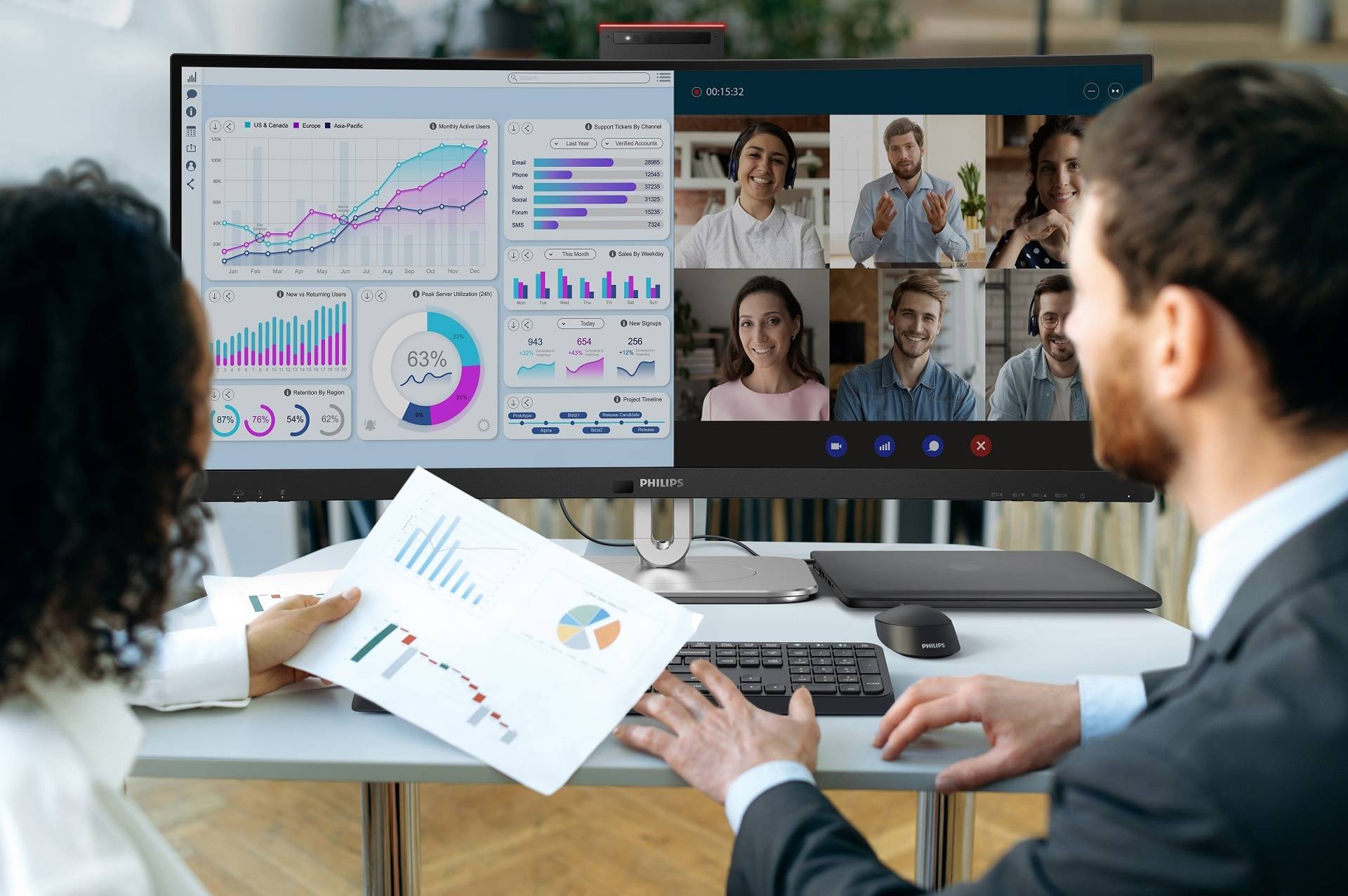 Mocní spojenci pro zvýšení efektivity:  Modely Philips 34B2U6603CH a 34B2U5600C zvyšujú produktivitu pracovných postupov