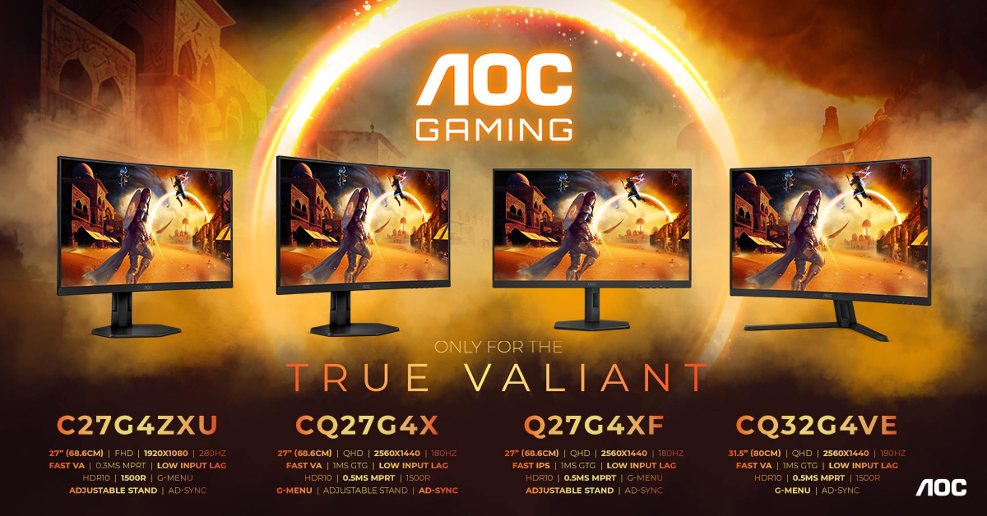 Série AOC GAMING G4 sa rozširuje o monitory s elegantnými krivkami a ostrou špecifikáciou