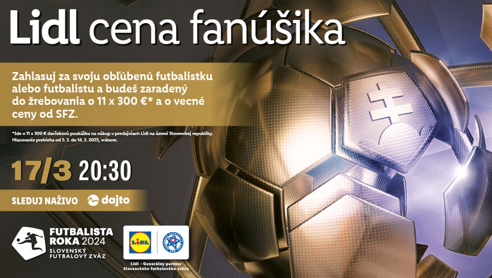 Hlasovanie o Futbalistu roka 2024 je tu! Prináša i novinku – LIDL Cenu fanúšika