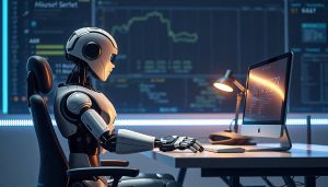 ai robot sitting AI image