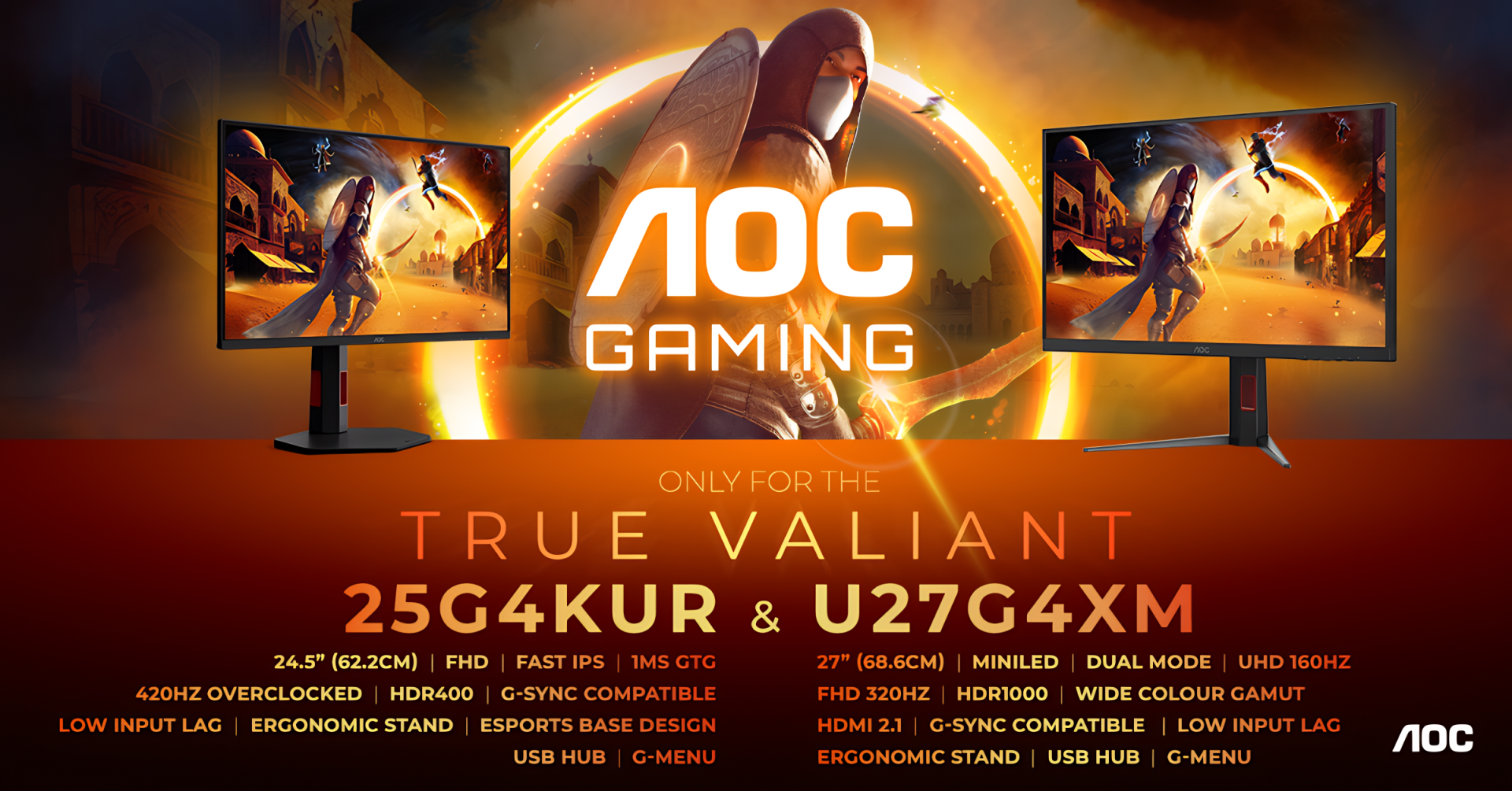 AOC GAMING U27G4XM ponúka prvotriedny HDR obraz a režim Dual Frame, AOC GAMING 25G4KUR súťažnú rýchlosť