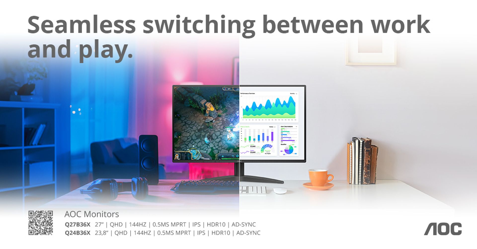 AOC Q24B36X a Q27B36X – QHD monitory, ktoré zvládnu prácu aj zábavu