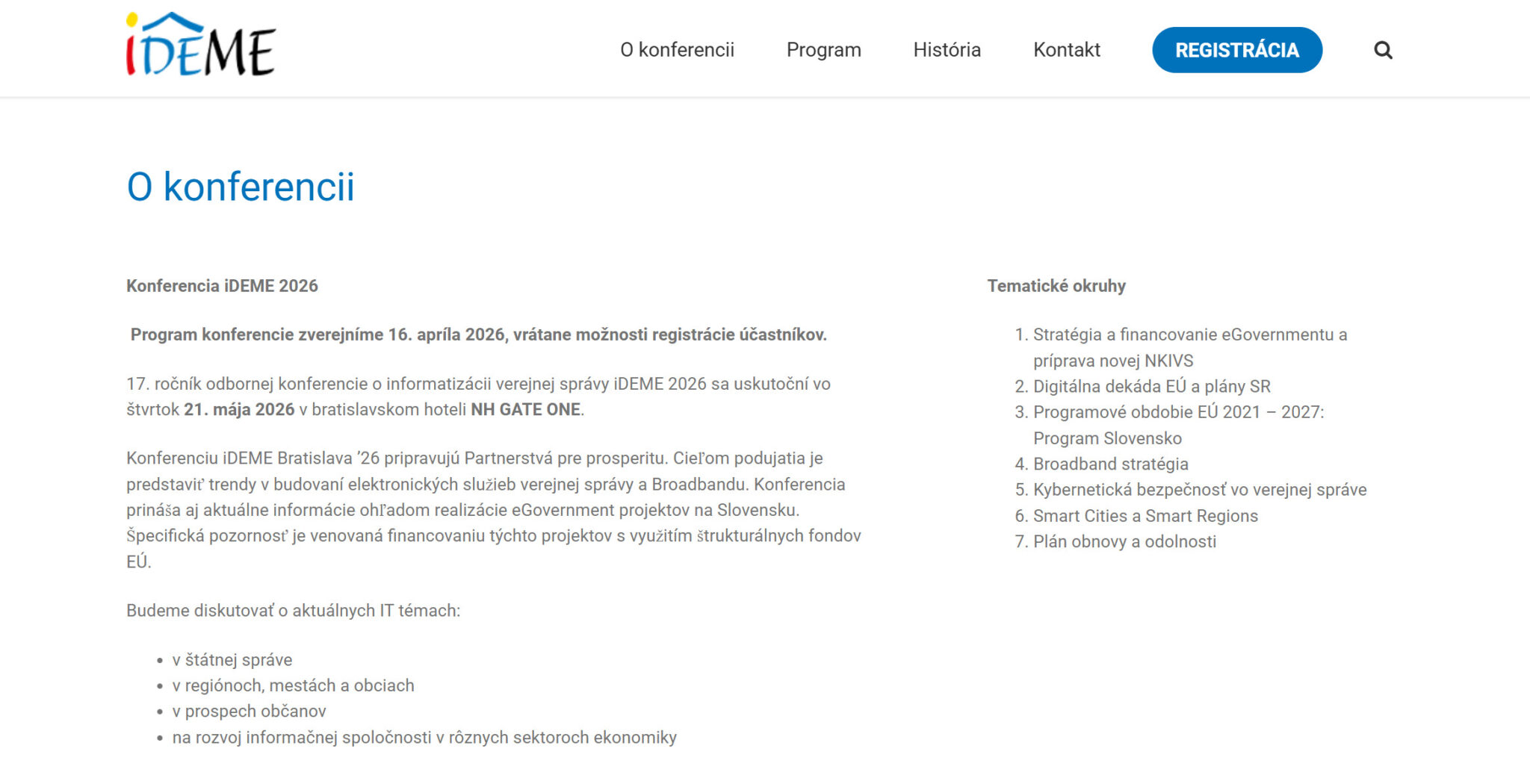 Konferencia iDEME 2026 prepojí digitalizáciu verejnej správy s bezpečnosťou a umelou inteligenciou