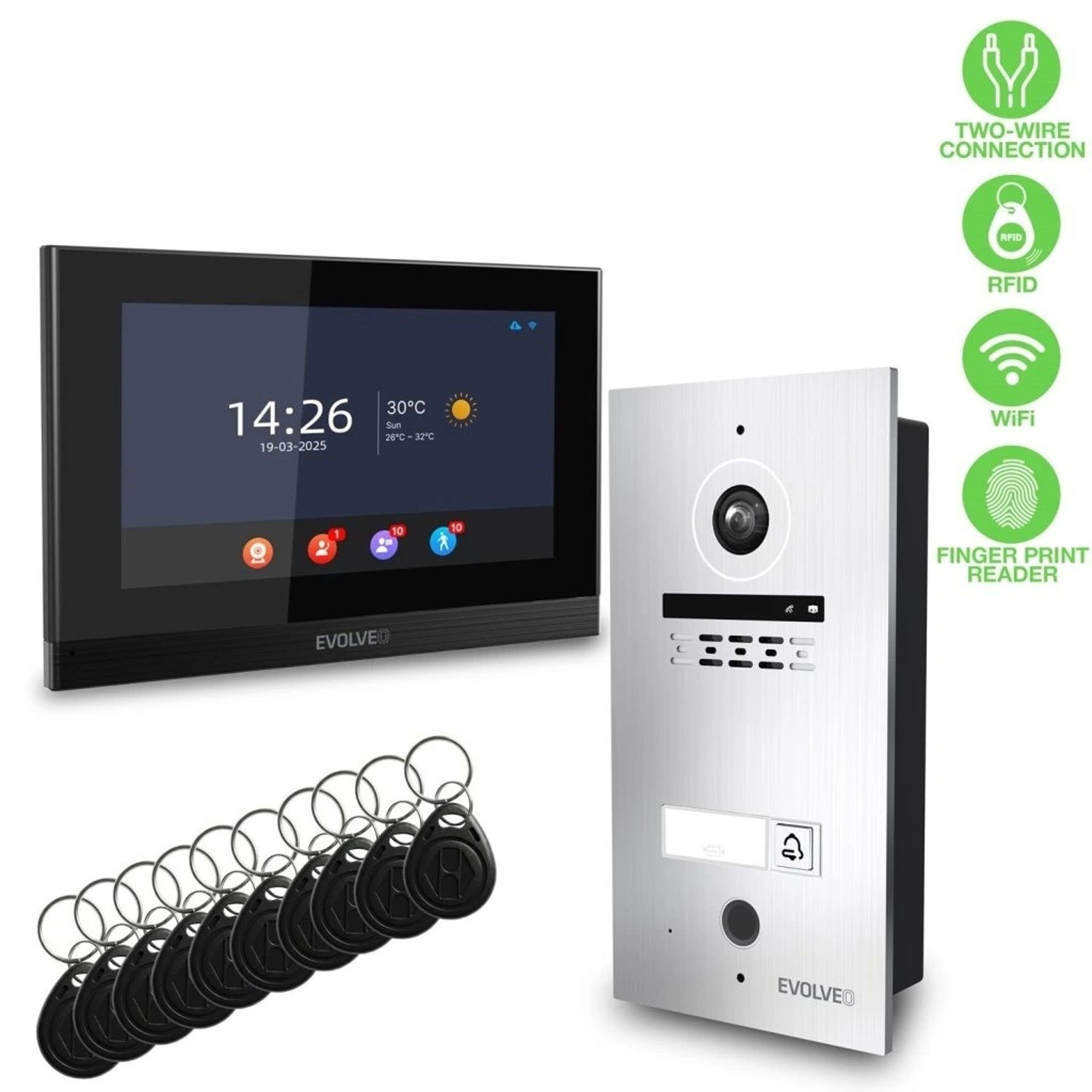 EVOLVEO DoorPhone ID-1: Inteligentný videotelefón s biometrickým zabezpečením, kamerou Full HD