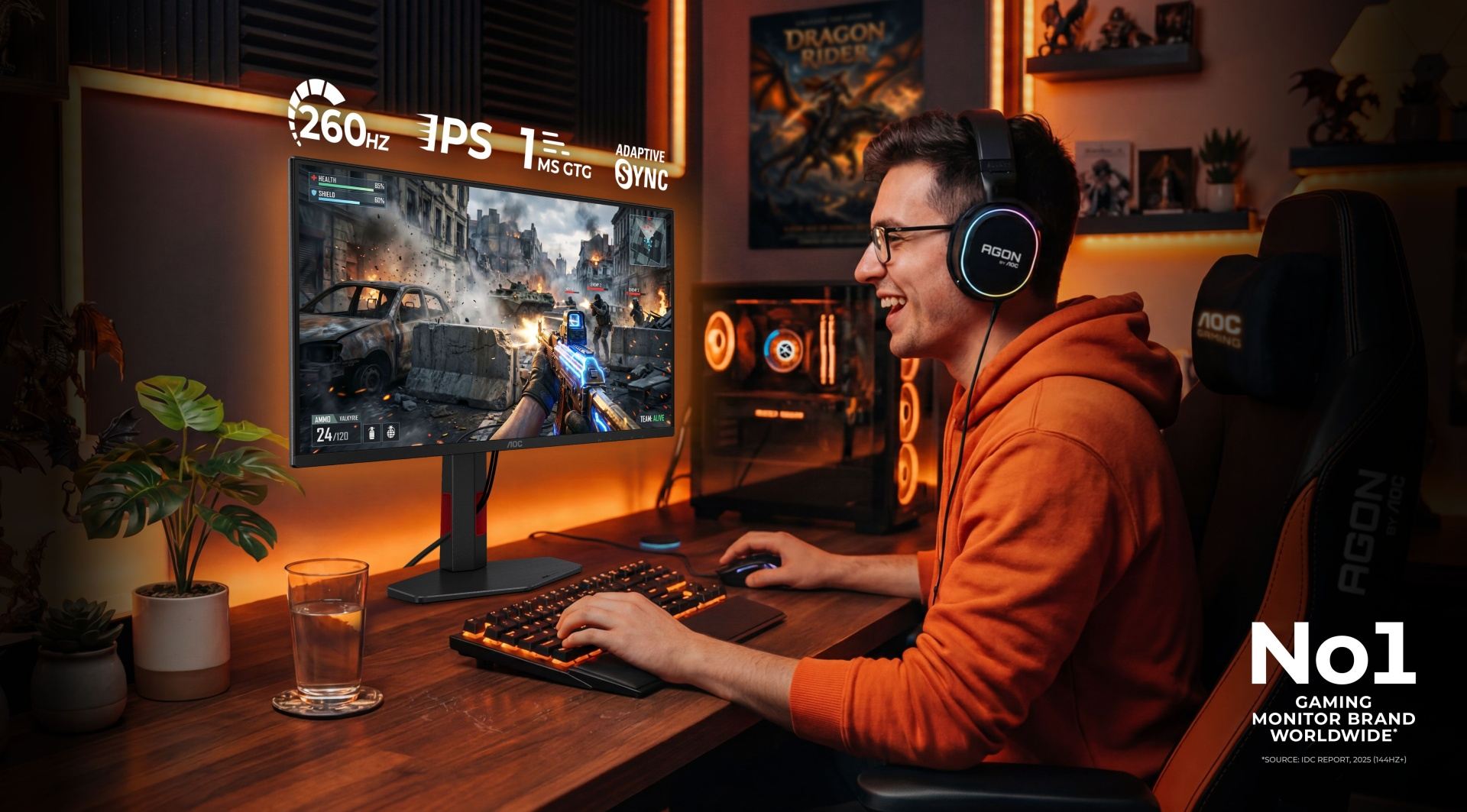 Monitor AOC GAMING 25G4ZR ponúka obnovovaciu frekvenciu 260 Hz a 24,5-palcový formát pro e-sport