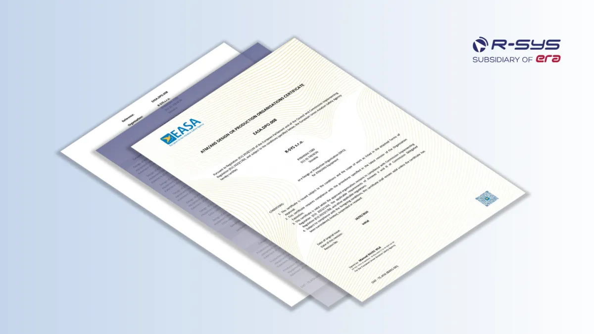 R-SYS ako prvá slovenská spoločnosť získala certifikát EASA DPO pre ATM/ANS