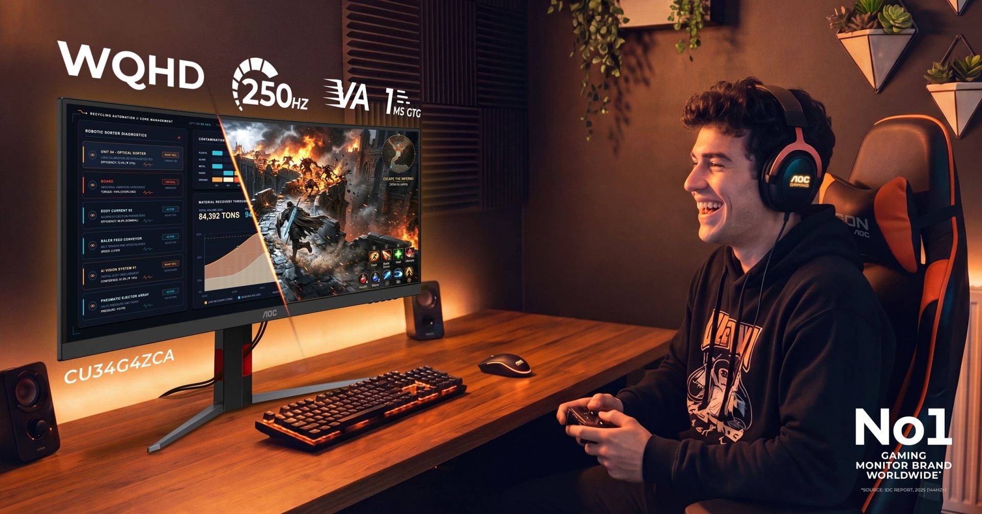 Monitory AOC GAMING CU34G4CA (180 Hz) a CU34G4ZCA (250 Hz OC) kombinujú pohlcujúci herný zážitok s 90 W USB-C a KVM prepínačom