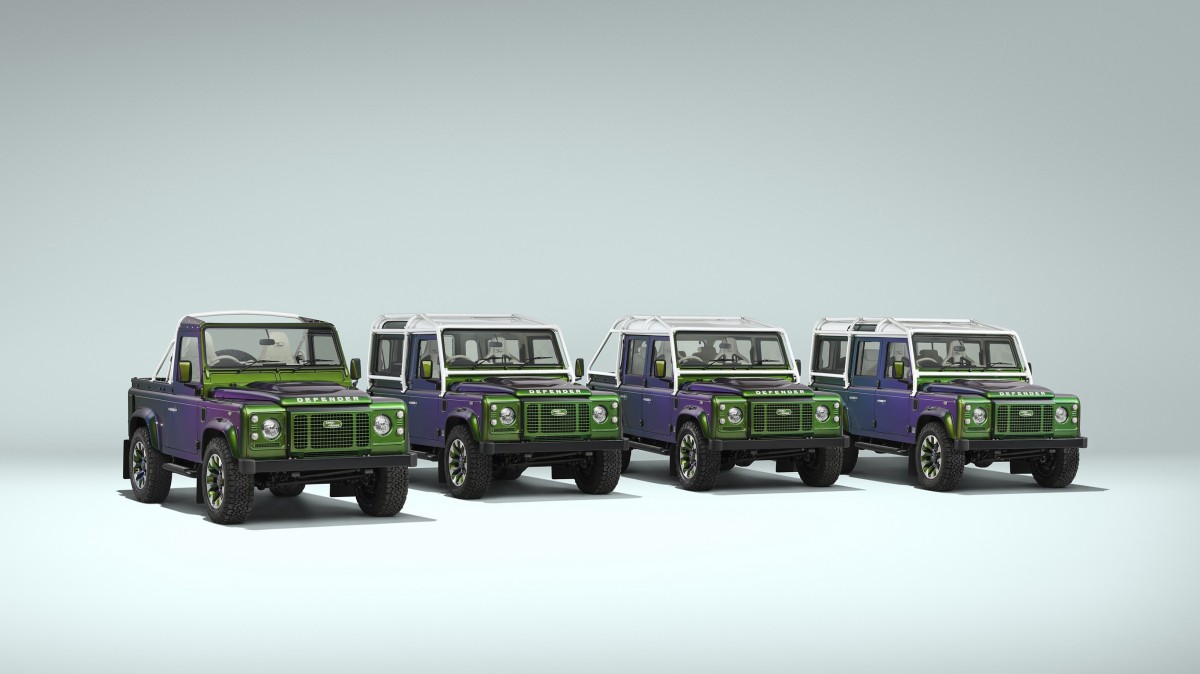 Defender Classic V8: Nová karosárska verzua Double Cab Pick-Up – predstavená v rodine modelov Classic Defender V8 s lakom meniacim odtieň