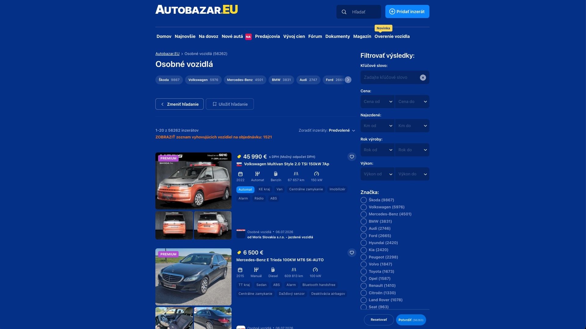 Slováci začali akútne vyhľadávať benzínové kombi. Autobazar.EU zverejnil interné dáta určené pre autopredajcov